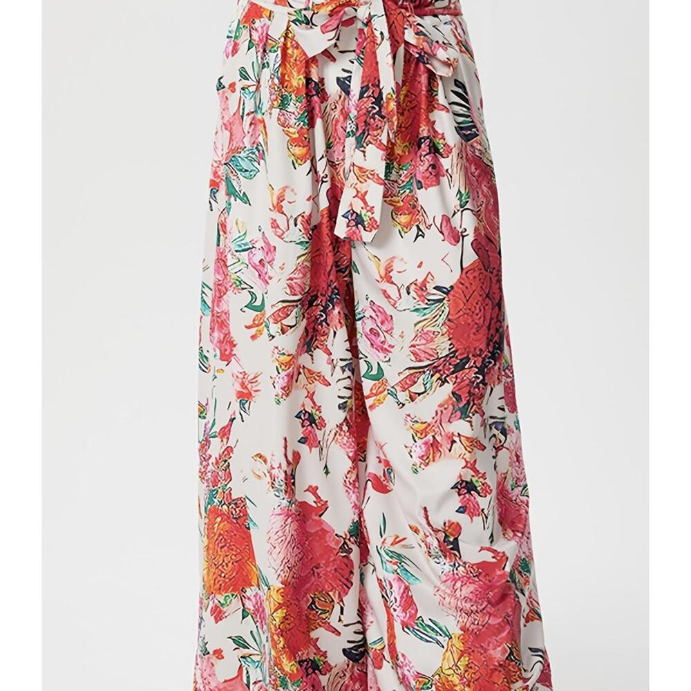 INCERUN Women's Floral Casual Pants with Belt LARGE